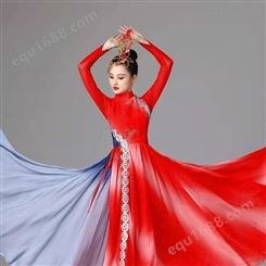 打鼓舞演出服喜庆中国风现代舞演出服红色开场舞古典舞