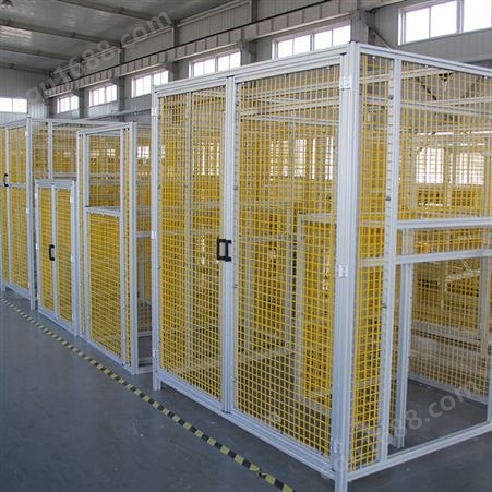 工业机器人安全黄色网格围栏 车间自动化设备防护栏 铝型材框架