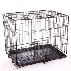 厂家供应 黑色宠物笼 折叠笼子 不锈钢加粗家用宠物笼定制