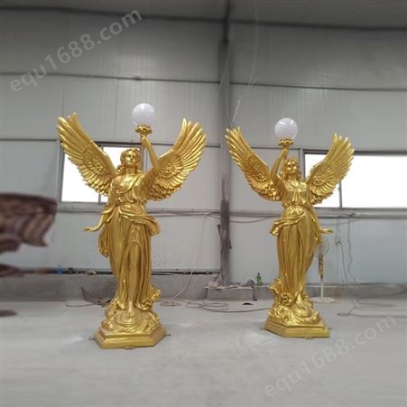欧式举灯女神雕塑天使铜像 西方神话人物铜摆件定做