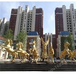 欧式天使人物与群马雕塑 大型户外广场景观雕塑定做