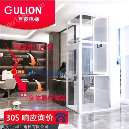 别墅小电梯厂家报价 Gulion/巨菱室内观光2层家用小型电梯 可定制