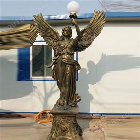 欧式举灯女神雕塑天使铜像 西方神话人物铜摆件定做