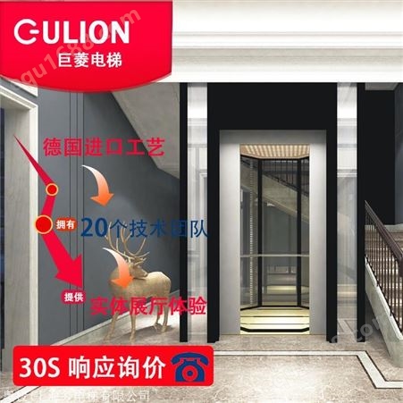 别墅小电梯厂家报价 Gulion/巨菱室内观光2层家用小型电梯 可定制