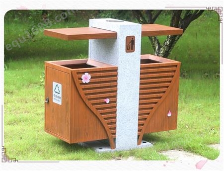 新疆创意户外垃圾桶 仿古典木纹垃圾桶 景区分类垃圾箱 公园小区果皮箱 原创设计果皮箱