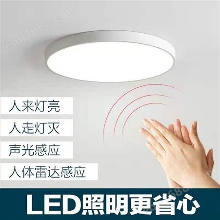 LED吸顶灯 圆形感应式家用楼道吸顶灯 玖恩灯具