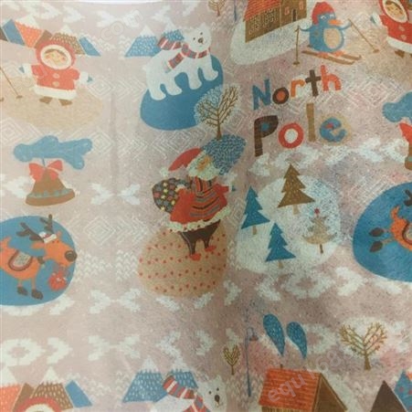 福建直销一次性水刺无纺布 圣诞老人彩色图案印花水刺布