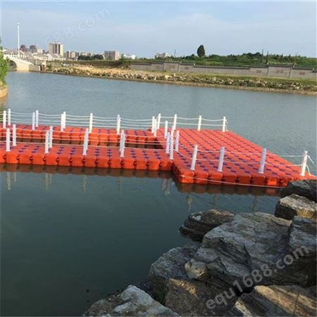 聚乙烯材质水上浮台码头 水面钓鱼平台 渔业养殖塑料浮台 宁波天蔚