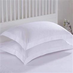 可定制 枕头套酒店布草  床上用品白色纯绵枕套 加密缎条枕头套 厂家批发