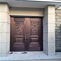 进户别墅玻璃铜门 不锈钢铜门 家用入户门对开 加工安装