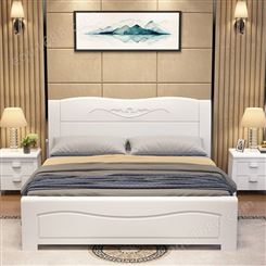 新中式实木床1.5m1.2m主卧双人床 现代简约双人1.8米橡木床 