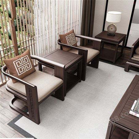 新中式实木沙发禅意罗汉床组合酒店别墅整装家具现代客厅贵妃沙发